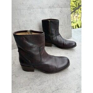 VTG Frye Brown Leather Ankle Short Boots Zip Western Style Casual Women’s 8